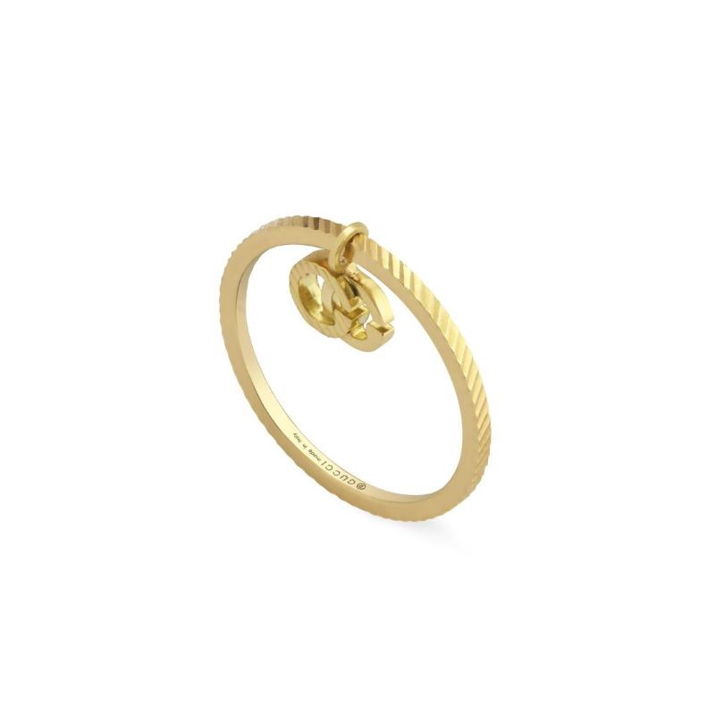 18k Yellow Gold Running GG Charm Ring