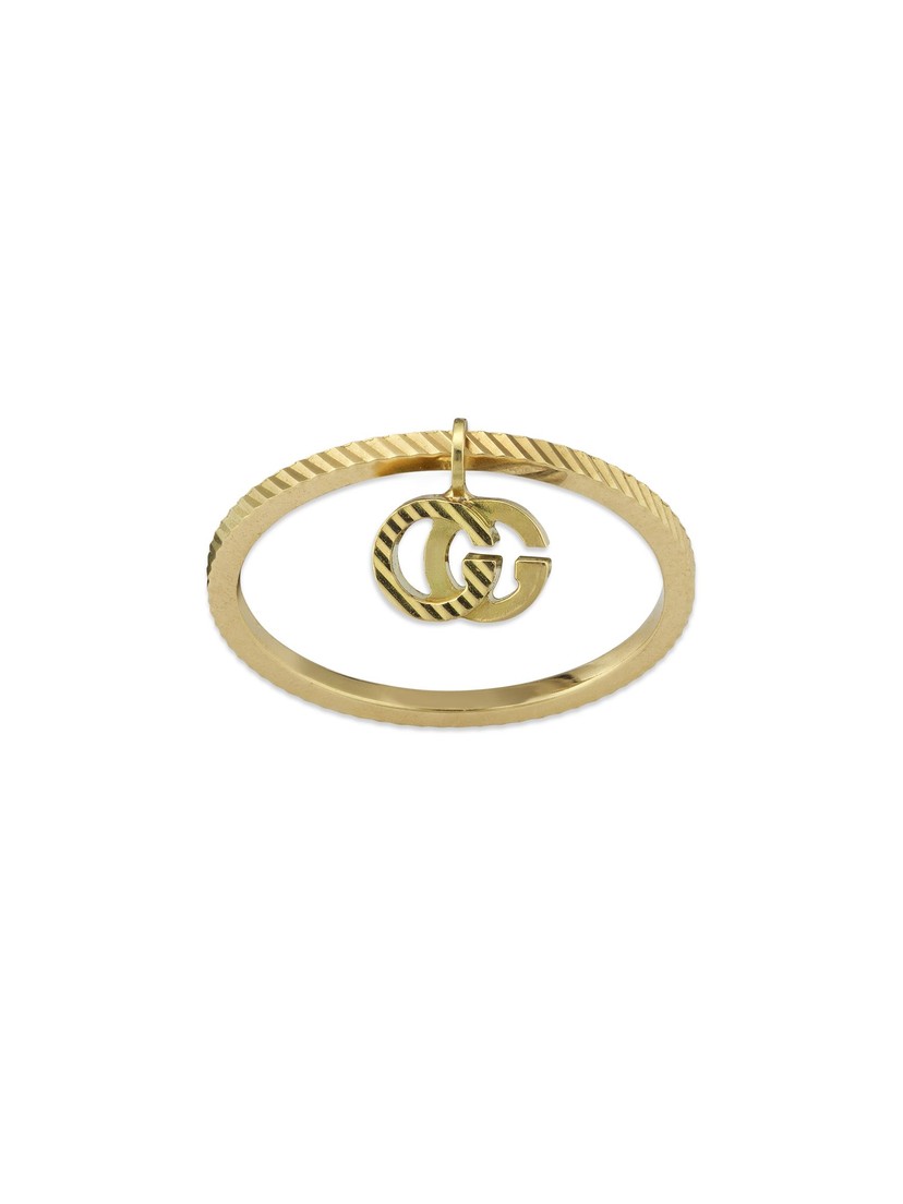 Gucci 18k Yellow Gold GG Running Charm Ring
