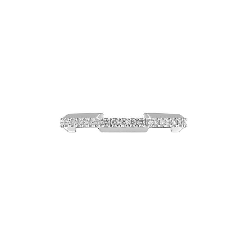 18k White Gold Link To Love Diamond Studded Ring