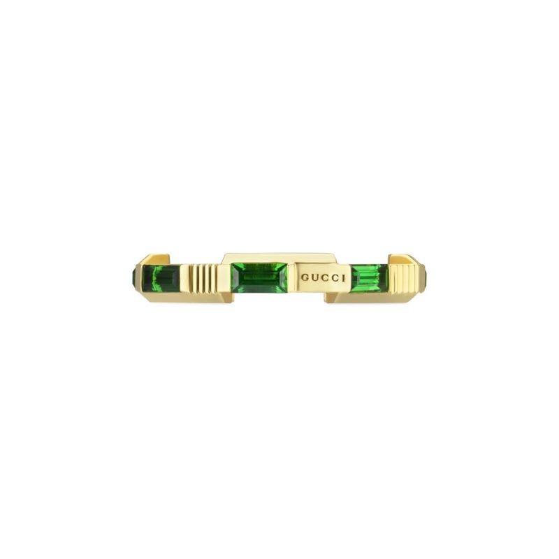 18k Yellow Gold Link to Love Green Tourmaline Ring