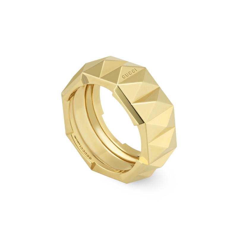 Gucci Link to Love Studded Ring in 18k Yellow Gold