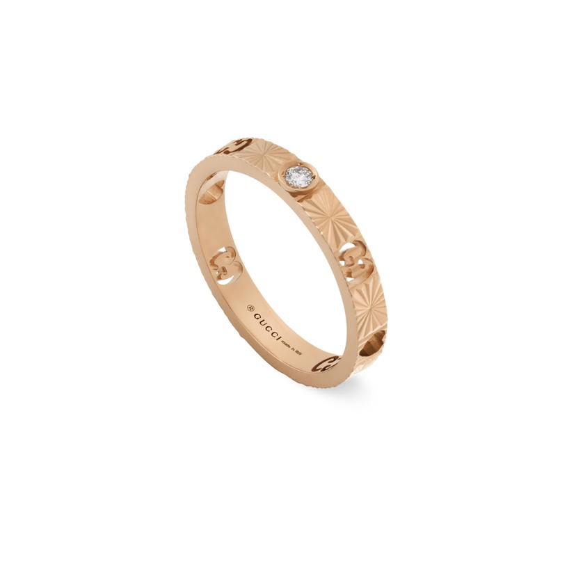 Gucci Icon 18k Rose Gold Diamond Heart Ring