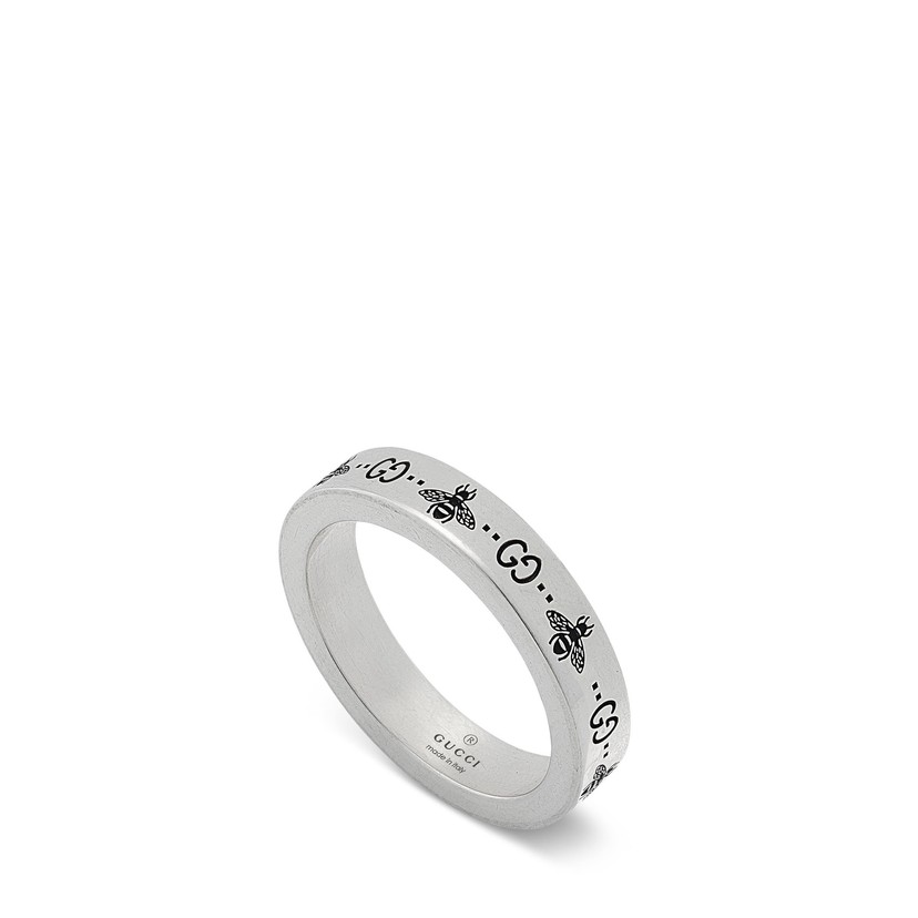 GG & Bee Engraved Thin Ring