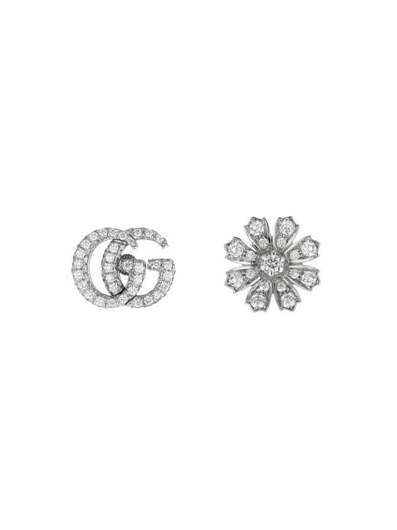 18k White Gold Flora Diamond GG Flower Earrings